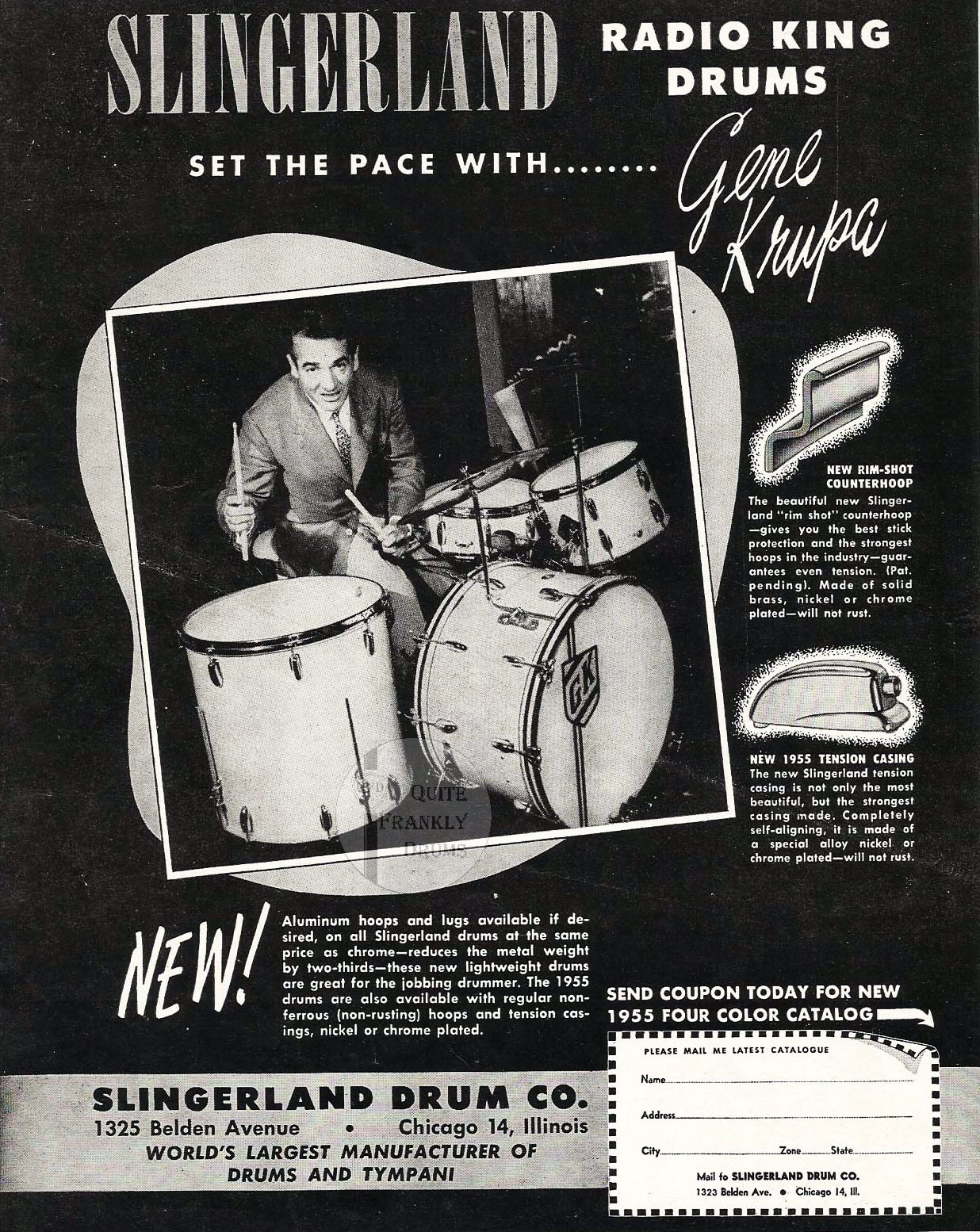 Gene Krupa and Slingerland Advert From Down Beat in 1956.