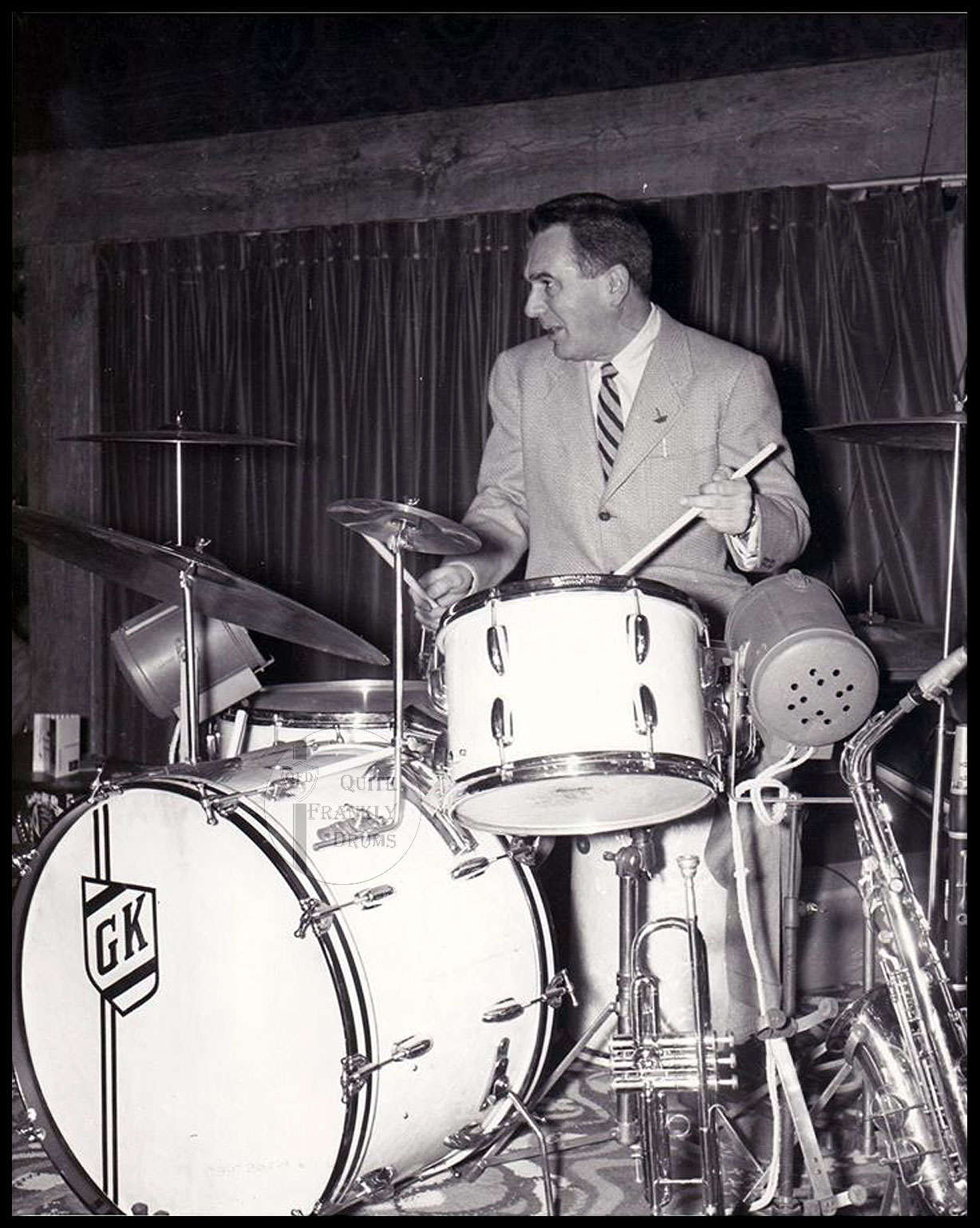 Gene Krupa seen here in 1954 on the same model Slingerland Radio King Outfit